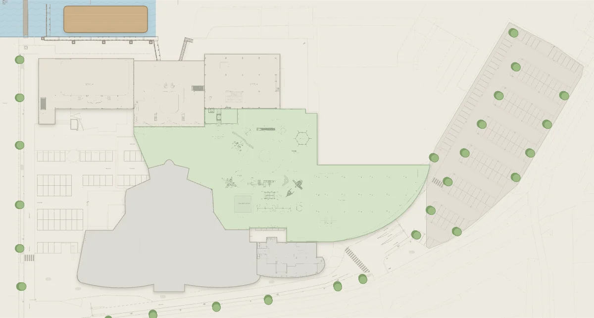 Map of the ZUIDYARD site on the Doklaan in Rotterdam, with the Maashaven at the top and the Doklaan at the bottom.